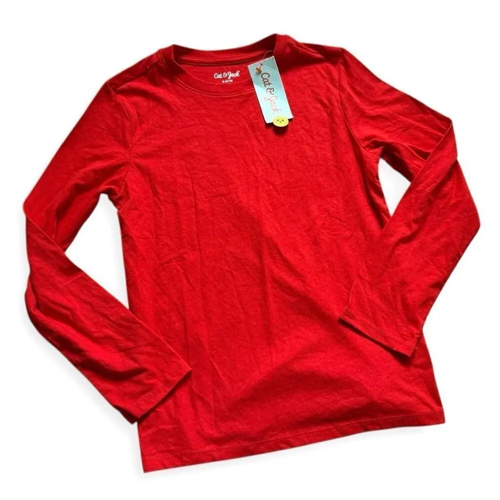NWT Youth Boys Cat & Jack Red Long Sleeve Tee Shirt- Sz M 8/10